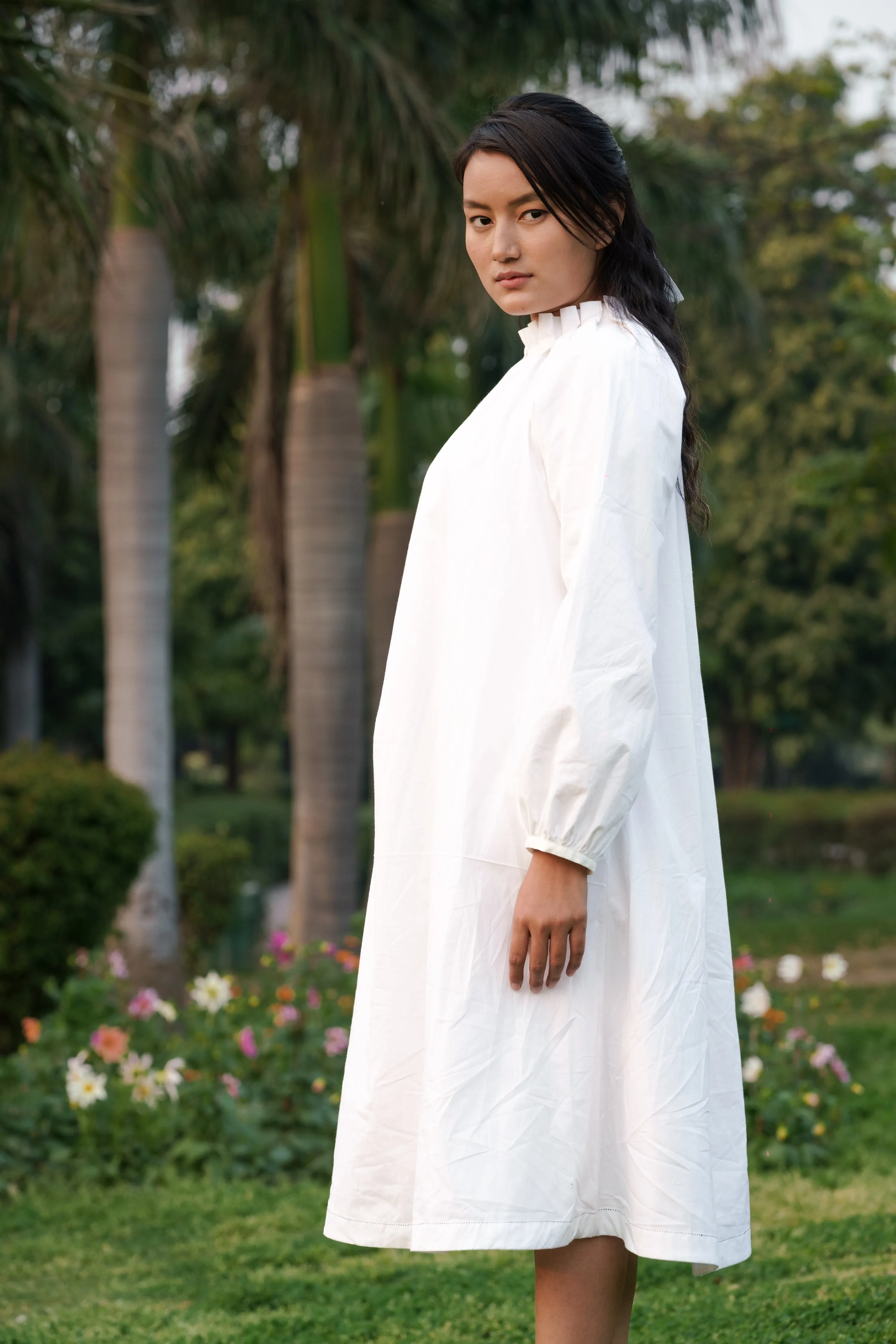 White Cotton Long Dress