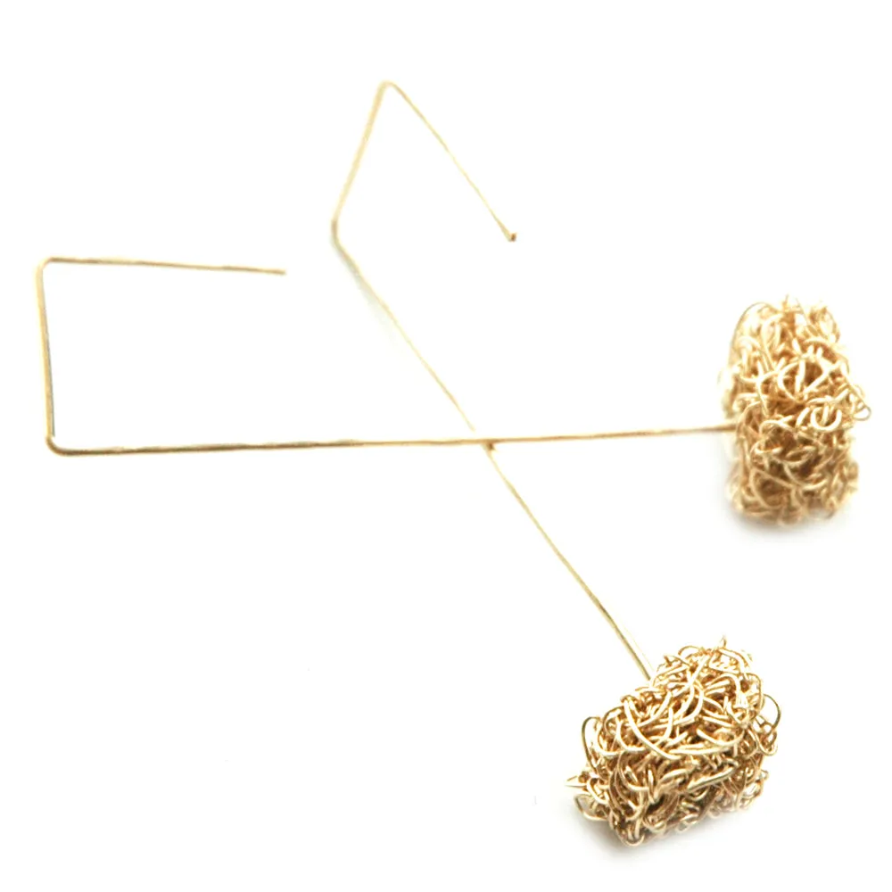 Wire Crochet Earrings - Gold Earrings - Modern Jewelry - Geometric Earrings - Urban Fashion