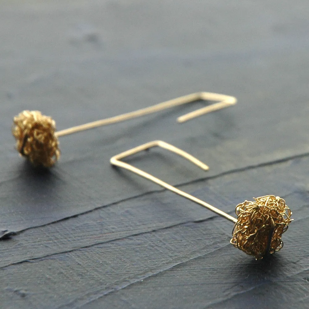 Wire Crochet Earrings - Gold Earrings - Modern Jewelry - Geometric Earrings - Urban Fashion
