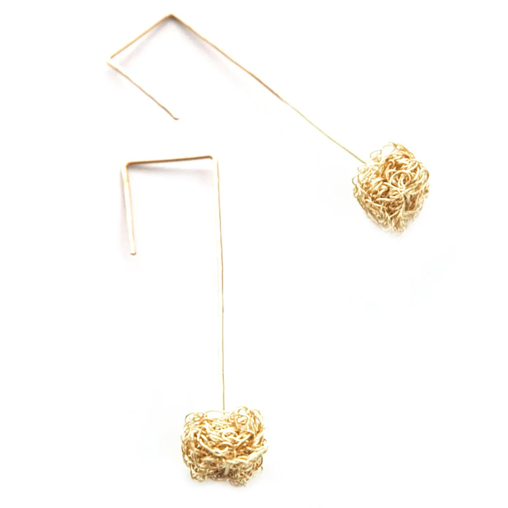 Wire Crochet Earrings - Gold Earrings - Modern Jewelry - Geometric Earrings - Urban Fashion