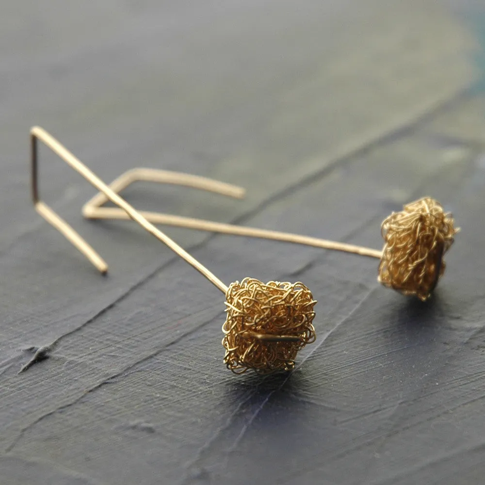 Wire Crochet Earrings - Gold Earrings - Modern Jewelry - Geometric Earrings - Urban Fashion