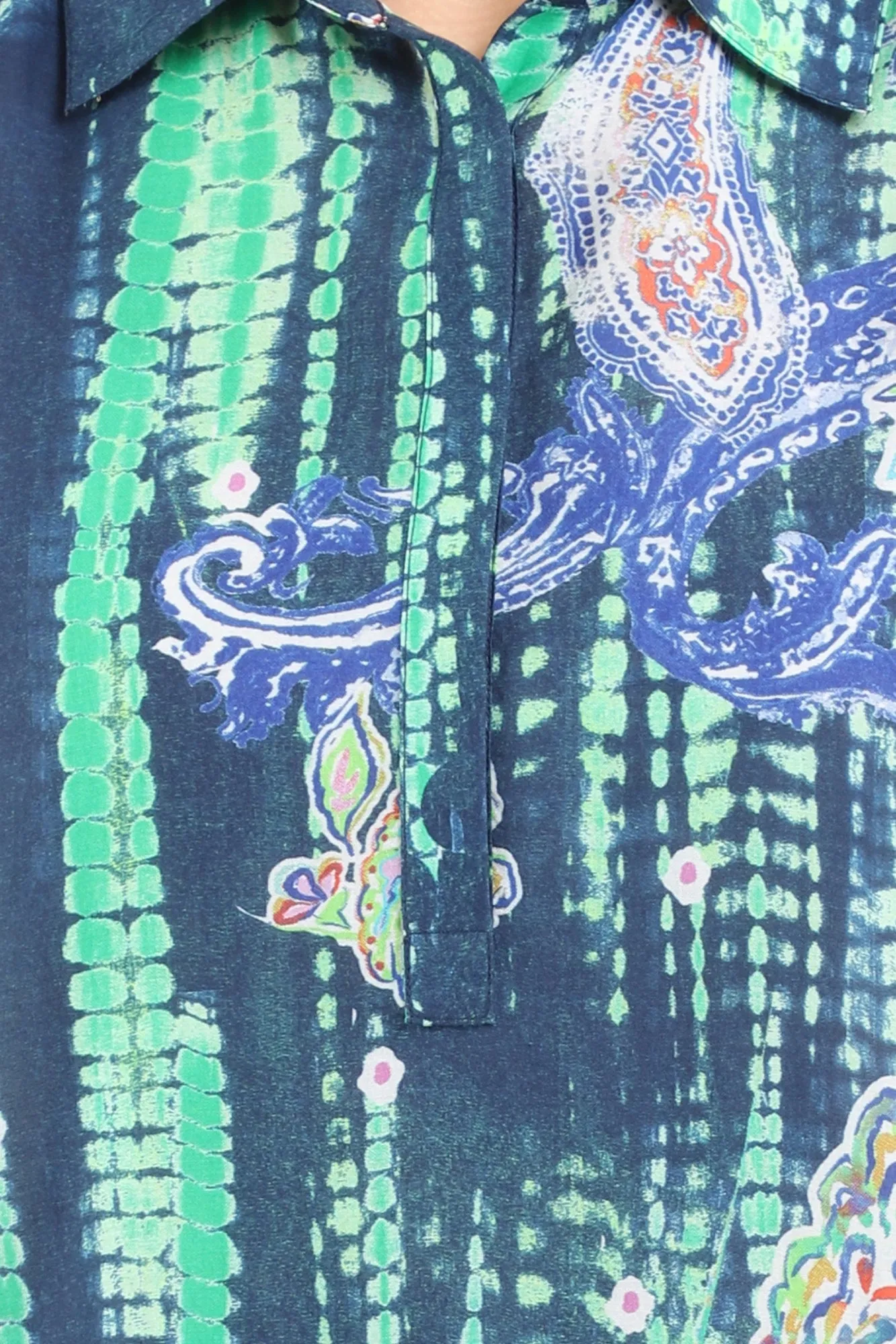 Women's blue printed silk one size tunic