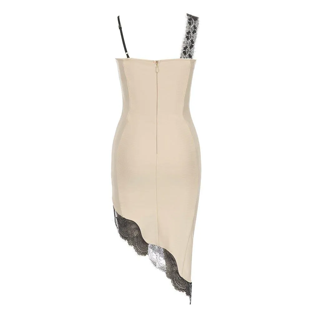 Women's Lace-Up Midi Bandage Dress - Sleeveless Strappy Formal GFIT