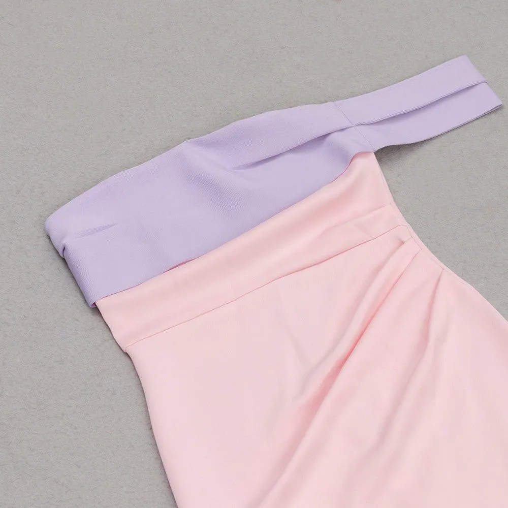 Women's Pink Midi Bandage Dress Strapless Flounce Sleeve - GFIT SPORTS