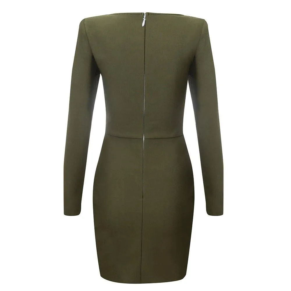 Women's Sequined Mini Bandage Dress Long Sleeve Round Neck - GFIT SPORTS