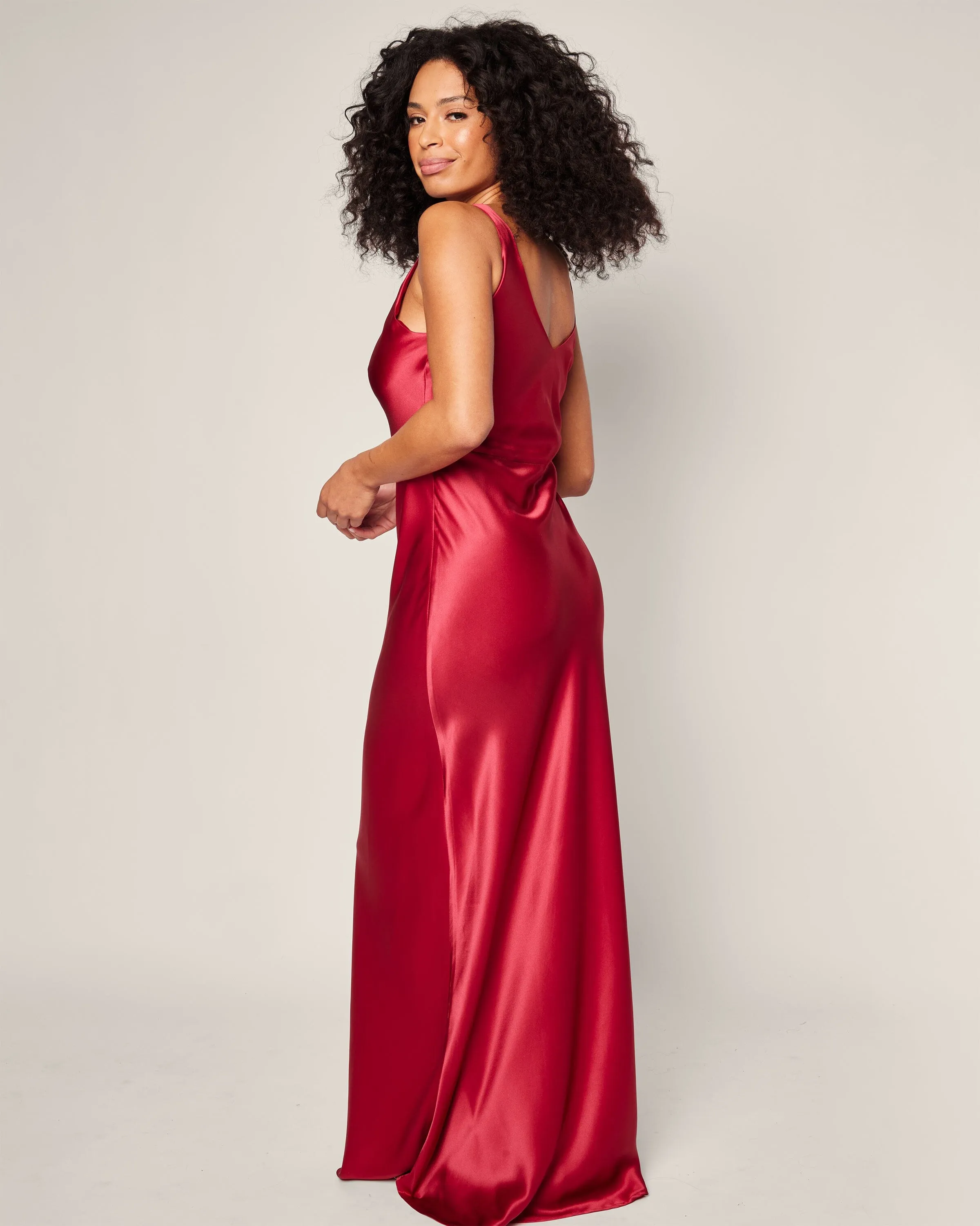 Women's Silk Long Slip | Bordeaux