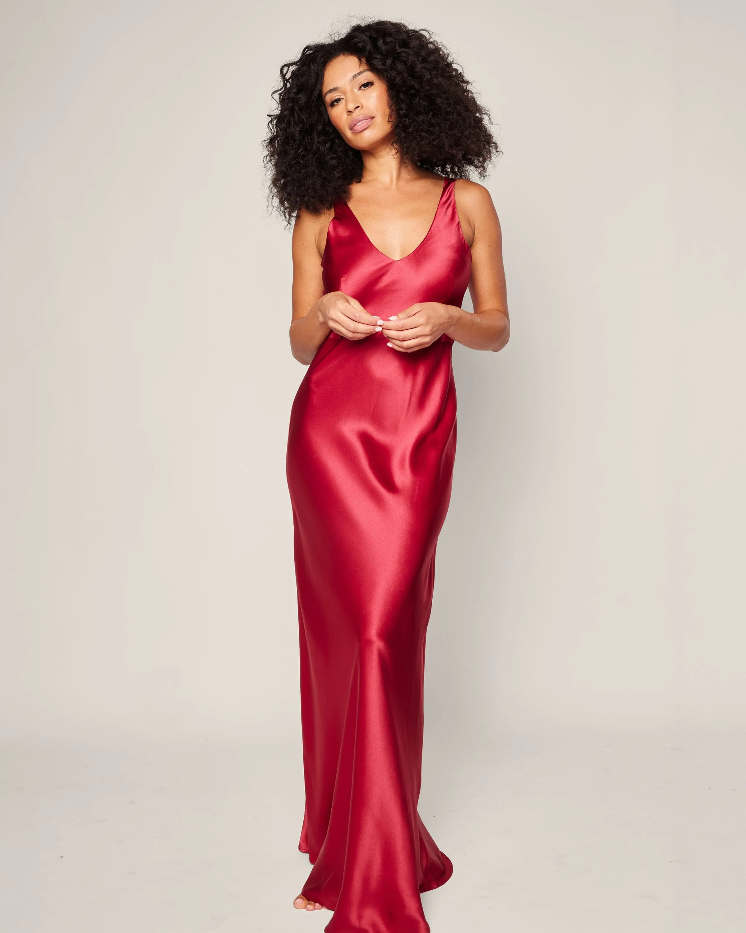 Women's Silk Long Slip | Bordeaux