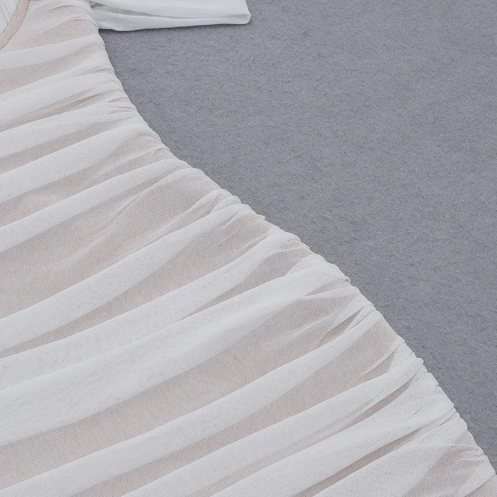 Women's Wrinkled Halter Mini Bandage Dress - Short Sleeve, GFIT