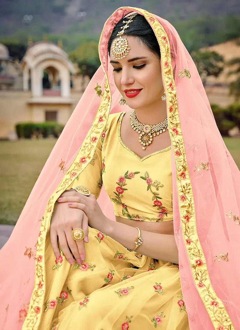 Yellow Multi Embroidery Traditional Lehenga Choli