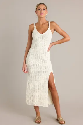 Z Supply Eleena Sandstone Ivory Crochet Midi Dress